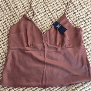 abercrombie pink satin top, M